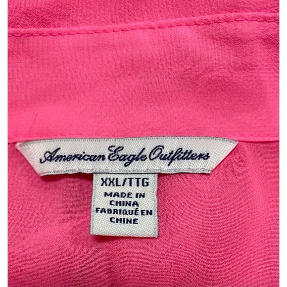 American Eagle Pink Sheer Sleeveless Button Down Size XXL - Picture 5 of 6
